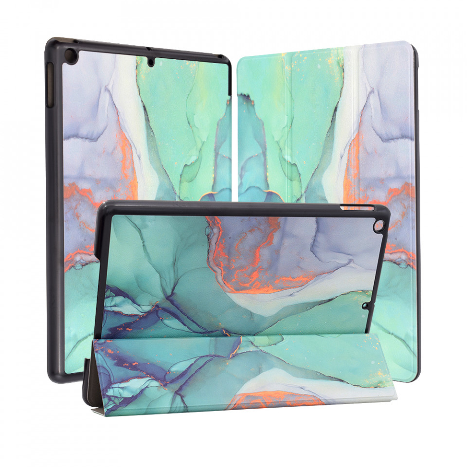 Husa tableta pentru iPad 10.2 (2019/2020/2021) cu suport Multi-Unghi și functie Sleep/Wake , SKYDDAR FoldVision Colour - Green time