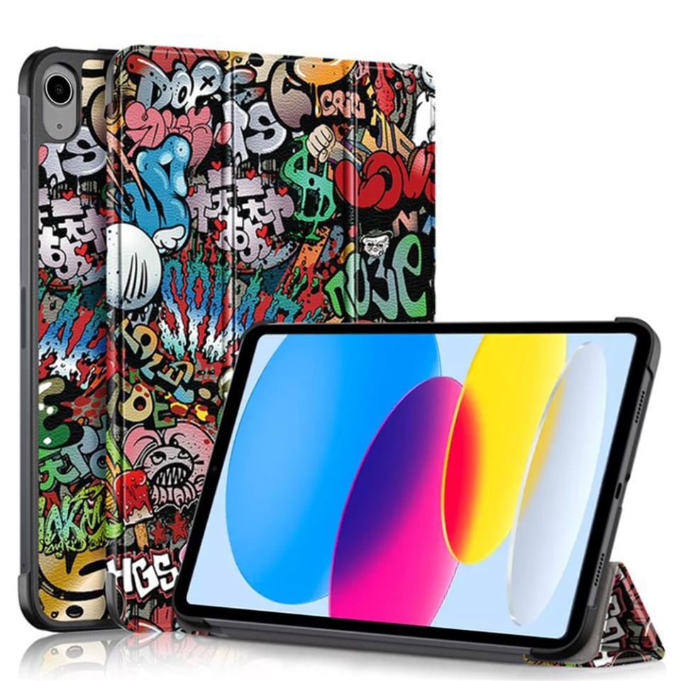 Husa tableta pentru iPad 10 (2022) 10.9 / 11 (2025), SKYDDAR INNOVATION, cu suport Multi-Unghi si functie Sleep/Wake, FoldPro, Urban vibe, set cu sticker
