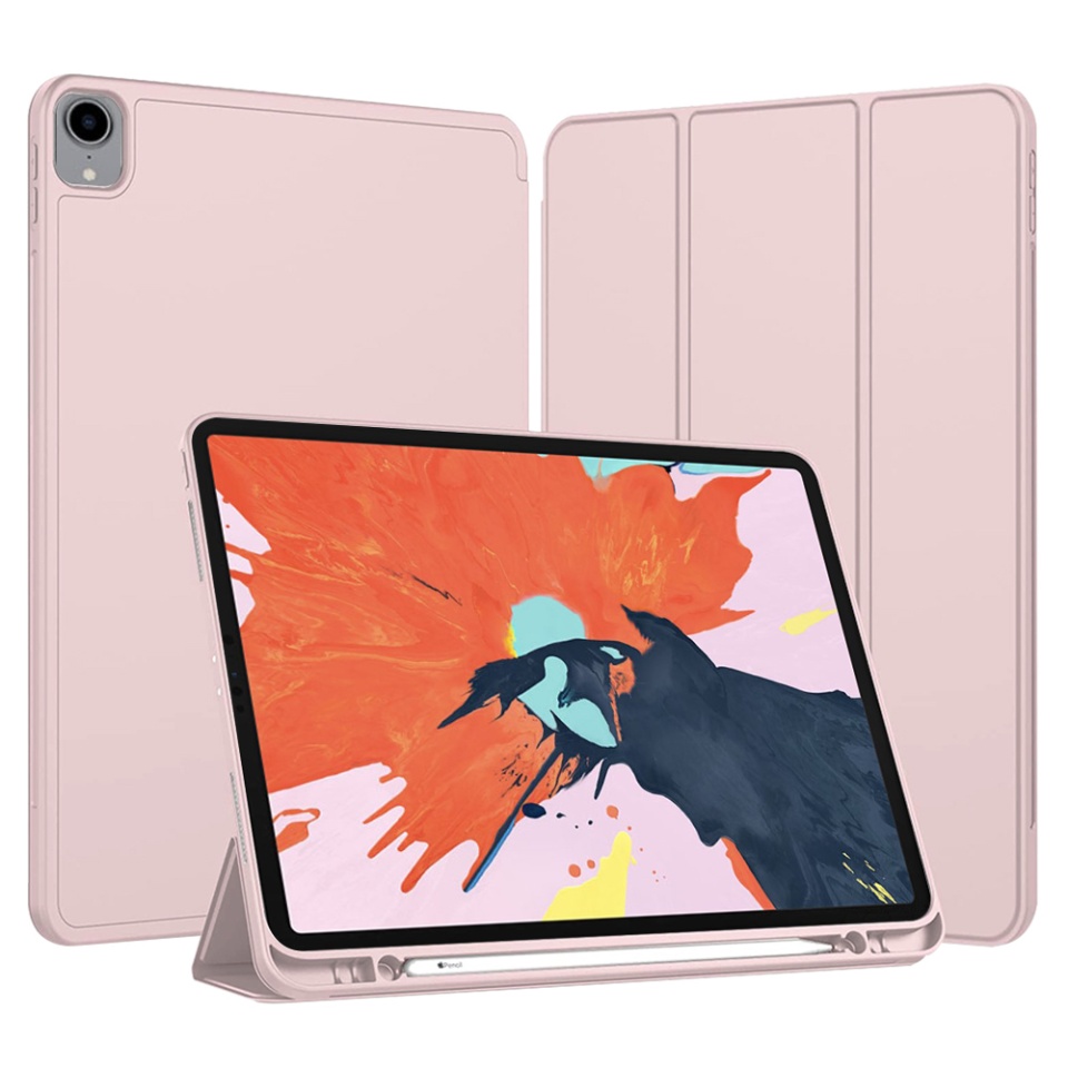 Husa tableta pentru iPad Pro 12.9 (2018/2020/2021/2022) cu suport cu 2 Unghiuri și functie Sleep/Wake, SKDR OfficeMate - Roz