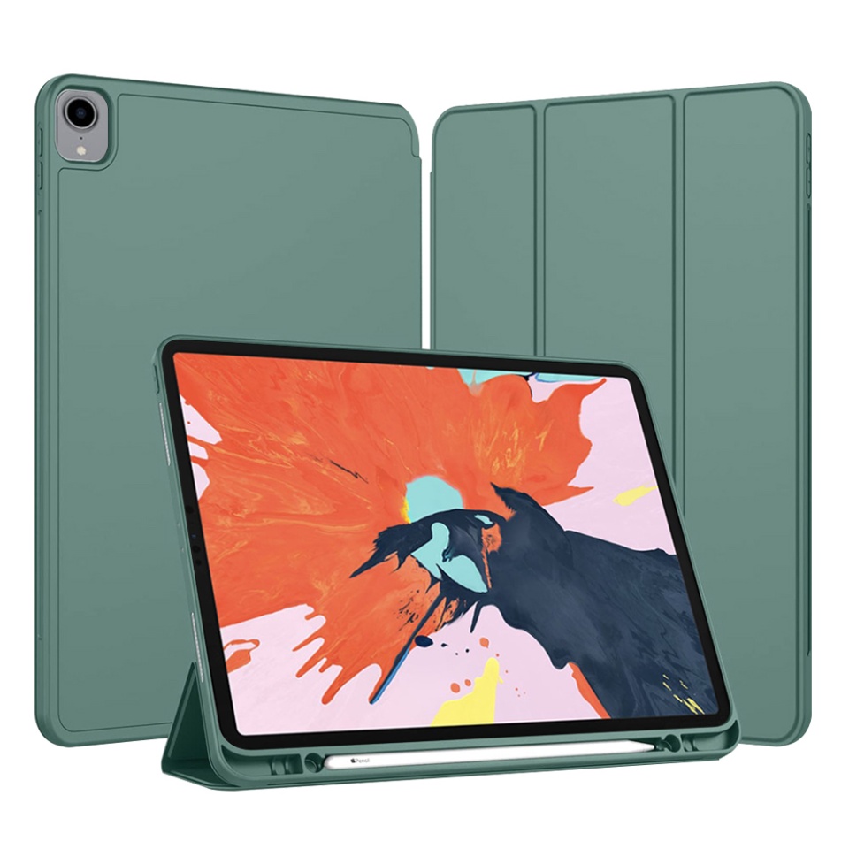 Husa tableta pentru iPad Pro 12.9 (2018/2020/2021/2022) cu suport cu 2 Unghiuri și functie Sleep/Wake, SKDR OfficeMate - Verde inchis