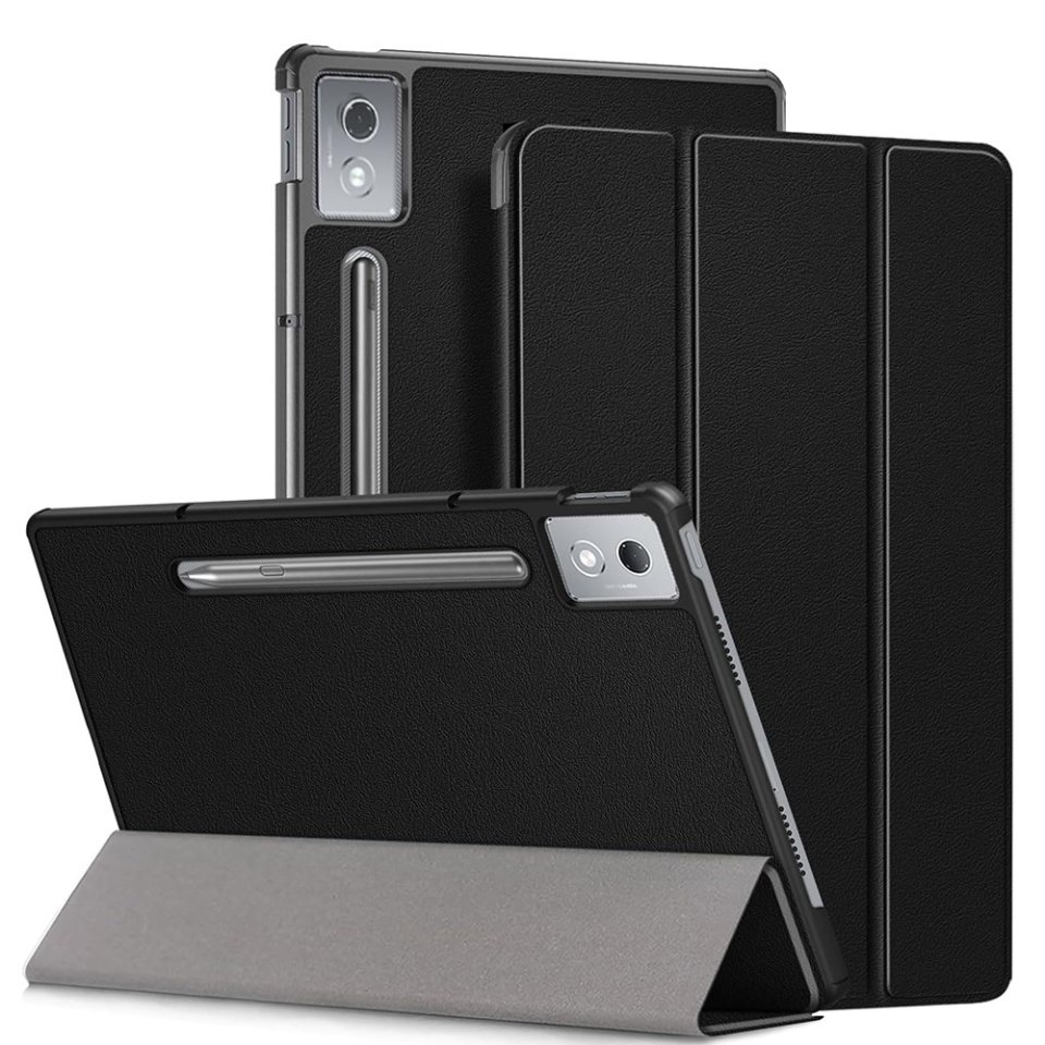 Husa tableta pentru Lenovo Idea Tab Pro 12.7 (2025), SKYDDAR INNOVATION, cu suport Multi-Unghi si functie Sleep/Wake, FoldPro, Negru, set cu sticker