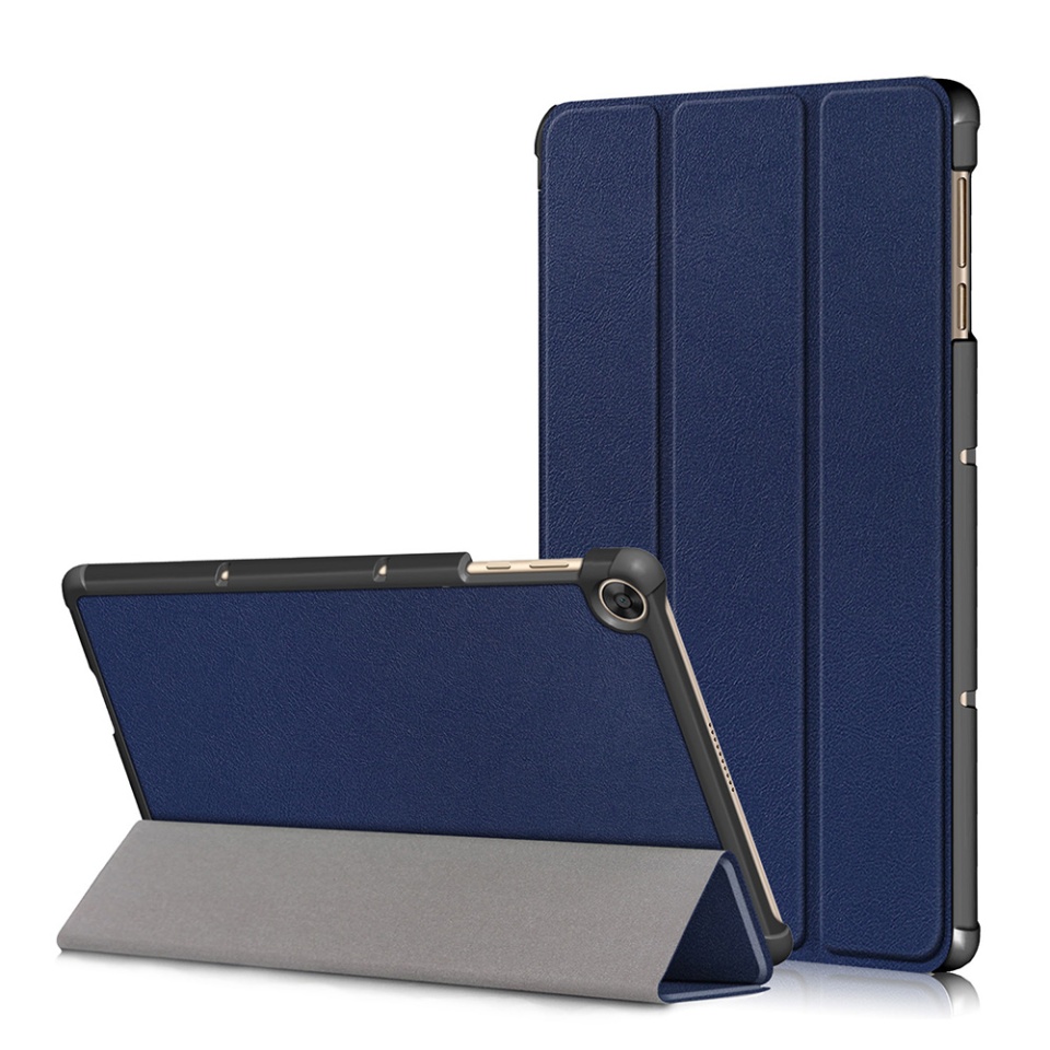 Husa tableta pentru Lenovo Tab M10 TB-X605F/X505F, SKYDDAR INNOVATION, cu suport Multi-Unghi si functie Sleep/Wake, FoldPro, Albastru, set cu sticker
