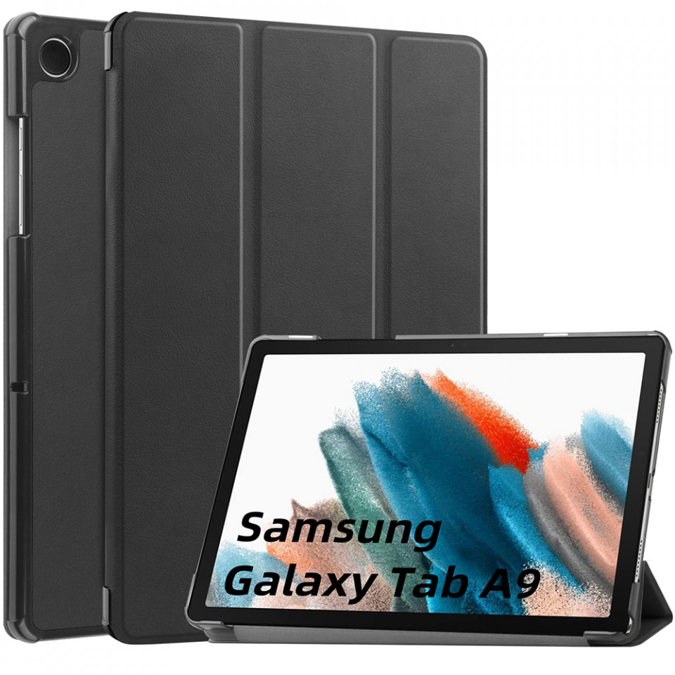 Husa tableta pentru Samsung Galaxy Tab A9 cu suport Multi-Unghi și functie Sleep/Wake , SKYDDAR FoldVision - Negru