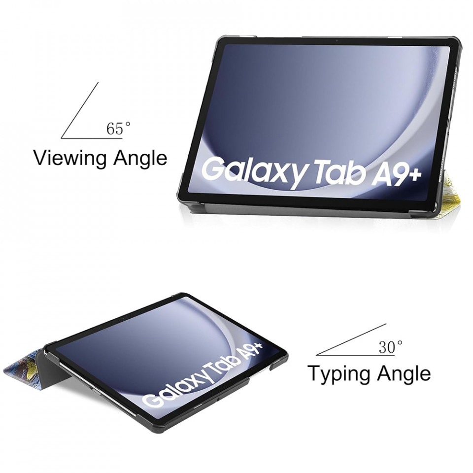 Husa tableta pentru Samsung Galaxy Tab A9 Plus cu suport Multi-Unghi și functie Sleep/Wake , SKYDDAR FoldVision Colour - Starry night - 5