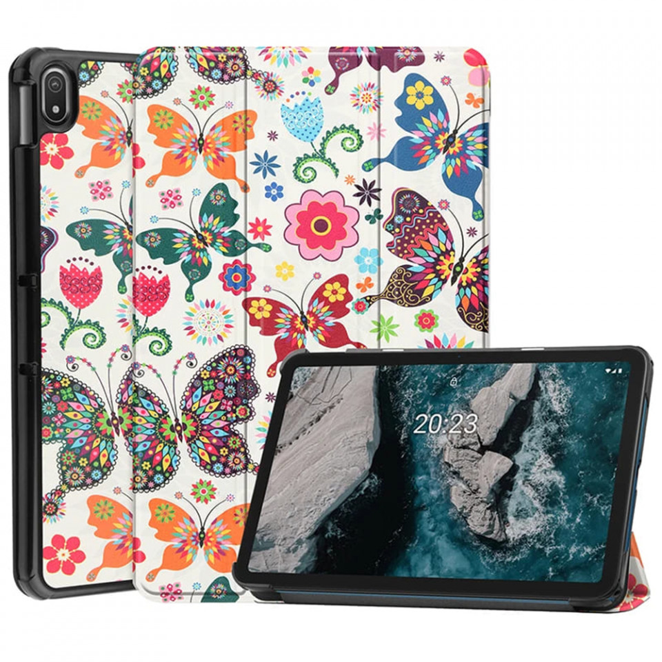 Husa tableta pentru Samsung Galaxy Tab S8 Ultra / Galaxy Tab S9 Ultra cu suport Multi-Unghi și functie Sleep/Wake , SKYDDAR FoldVision Colour - Butterfly