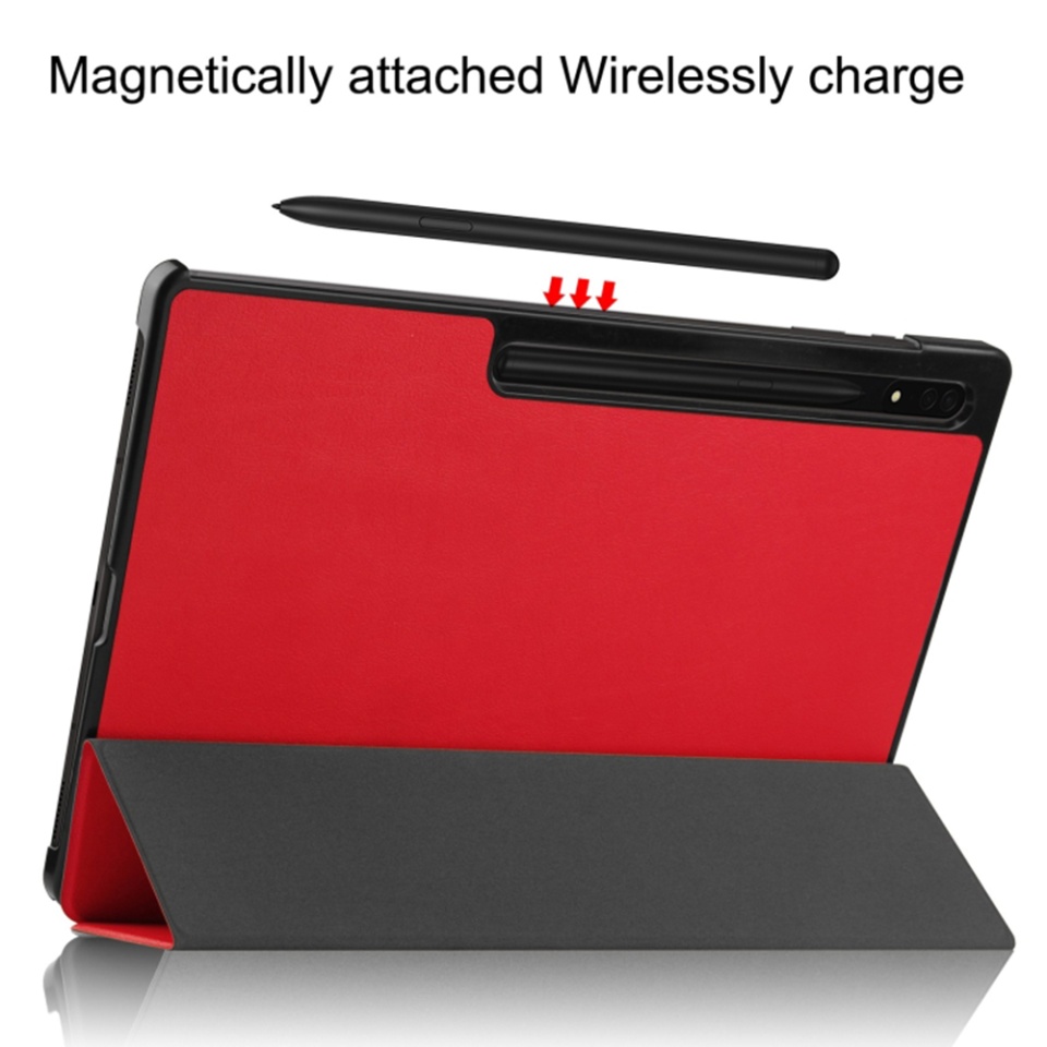 Husa tableta pentru Samsung Galaxy Tab S8 Ultra, SKYDDAR INNOVATION, cu suport Multi-Unghi si functie Sleep/Wake, FoldPro, Rosu, set cu sticker - 3 | YEO