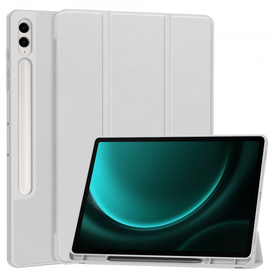 Husa tableta pentru Samsung Galaxy Tab S9 FE Plus cu suport 2 Unghiuri și functie Sleep/Wake, SKDR OfficeMate - Gri