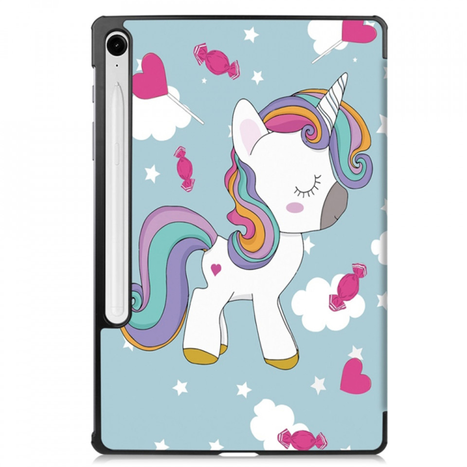 Husa tableta pentru Samsung Galaxy Tab S9 / Galaxy Tab S9 FE cu suport Multi-Unghi și functie Sleep/Wake , SKYDDAR FoldVision Colour - Unicorn - 1 | YEO