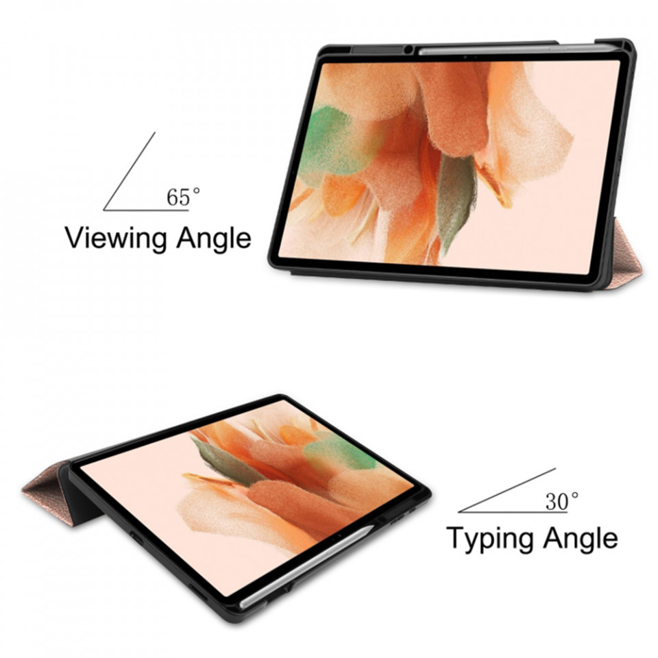 Husa tableta pentru Samsung Tab S7 Plus / Tab S8 Plus / Tab S7 FE cu suport Multi-Unghi și functie Sleep/Wake , SKYDDAR FoldVision - Roz - 3 | YEO