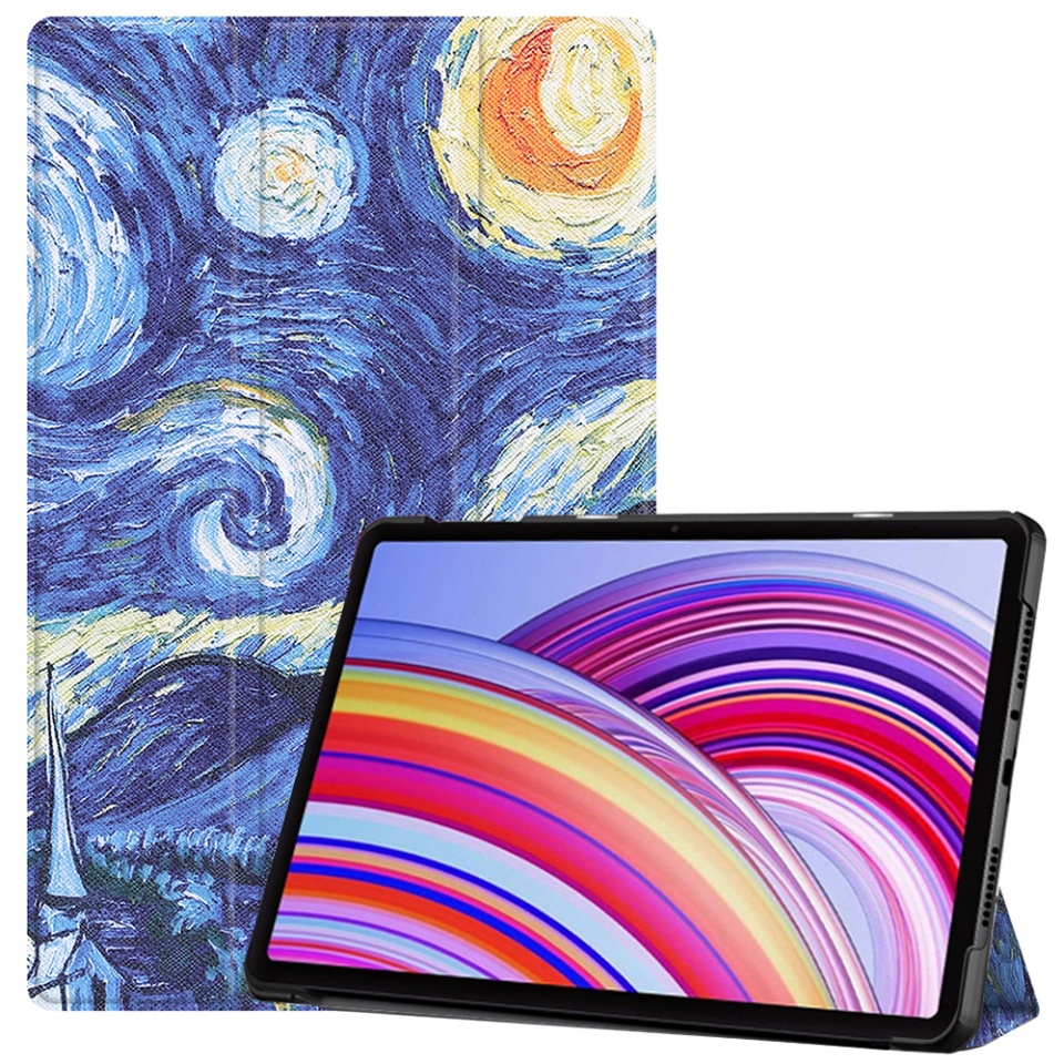 Husa tableta pentru Xiaomi Redmi Pad Pro / Poco Pad cu suport Multi-Unghi și functie Sleep/Wake, SKYDDAR FoldVision - Starry night