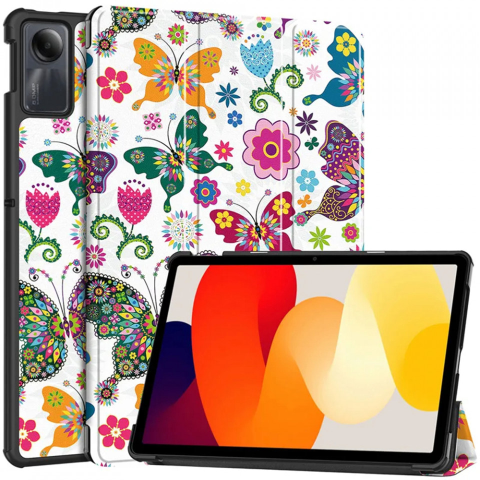 Husa tableta pentru Xiaomi Redmi Pad SE cu suport Multi-Unghi și functie Sleep/Wake , SKYDDAR FoldVision Colour - Butterfly