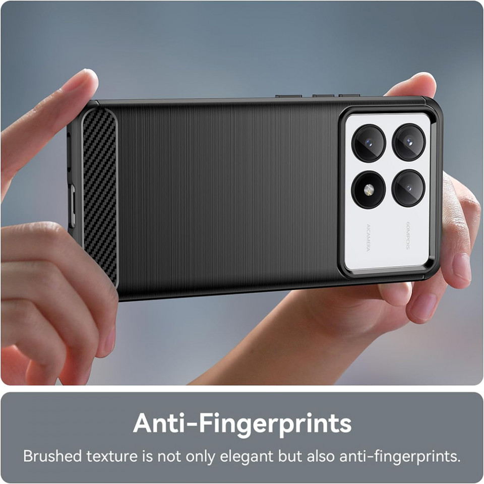 Husa Xiaomi Poco X6 Pro din silicon, Slim, cu textură Fibra Carbon - Negru - 3 | YEO