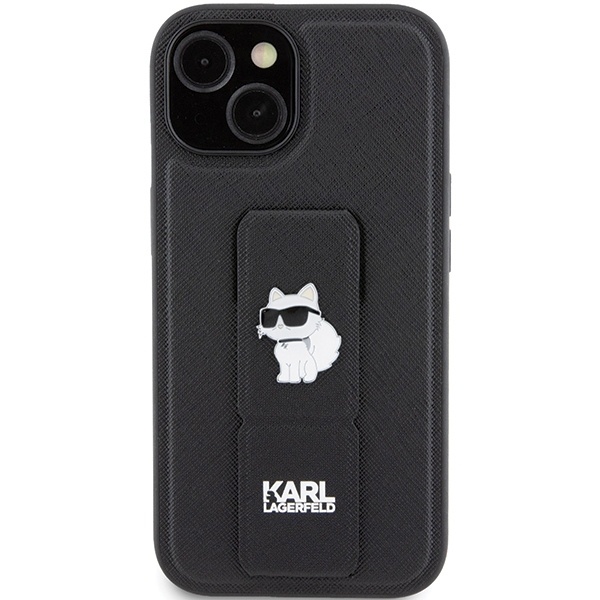 Huse pentru iPhone 15, Karl Lagerfeld, Saffiano Gripstand, Negru - 2 | YEO