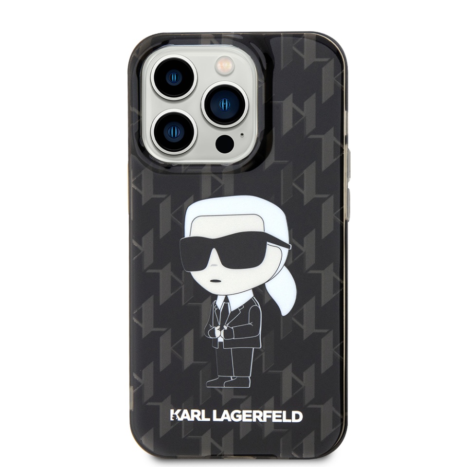 Huse pentru iPhone 15 Pro Max, Karl Lagerfeld, Hardcase Monogram, Negru - 1 | YEO