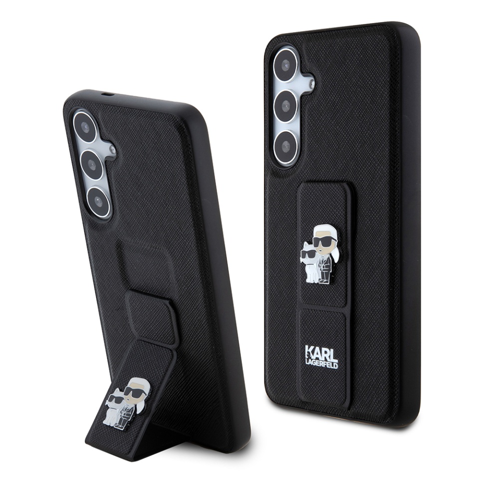 Huse pentru Samsung Galaxy S24 Plus, Karl Lagerfeld, Saffiano Gripstand, Negru