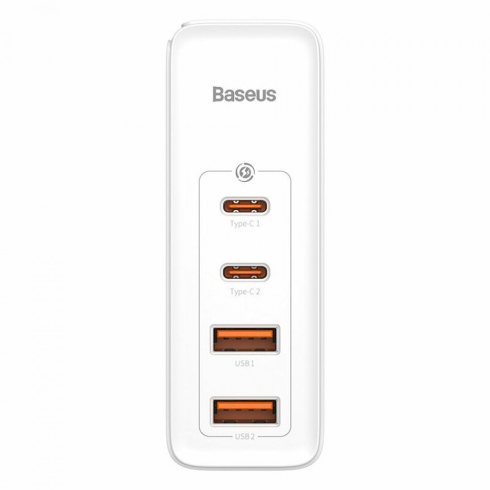 Incarcator 2x USB-C PD 100W, 2x USB-A QC3.0 + Cablu Type-C - Baseus (CCGAN2P-L02) - White - 1 | YEO