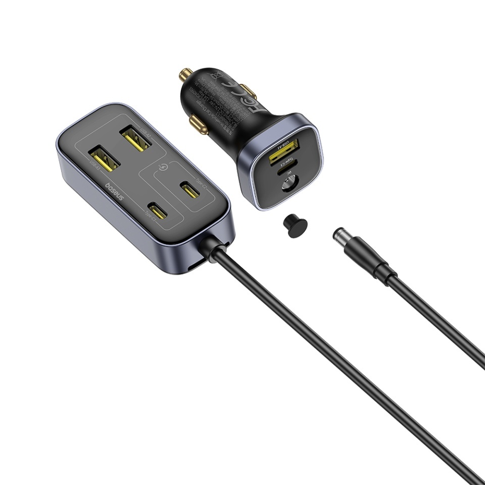 Incarcator Auto 110W, 3x USB-A, 3x Type-C, PD3.0 Fast Charge, cablu extensie 1.5m, Baseus BackseatPal L1, Negru - 3 | YEO
