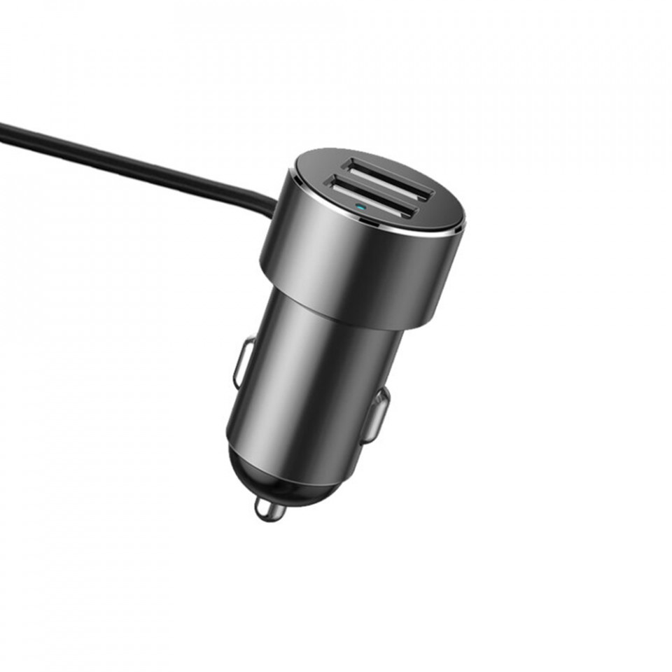 Incarcator auto 2x USB 3.1A, 17W cu 2x priza bricheta 80W, Baseus (CRDYQ-01) - Negru - 1 | YEO