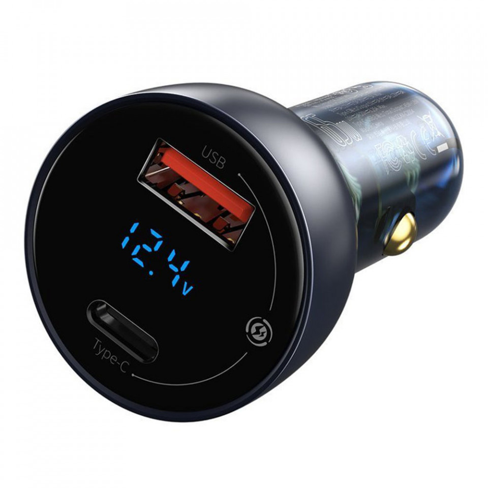 Incarcator Auto Type-C PD65W, USB QC4.0, Baseus (CCKX-C0G) - Gri - 1 | YEO