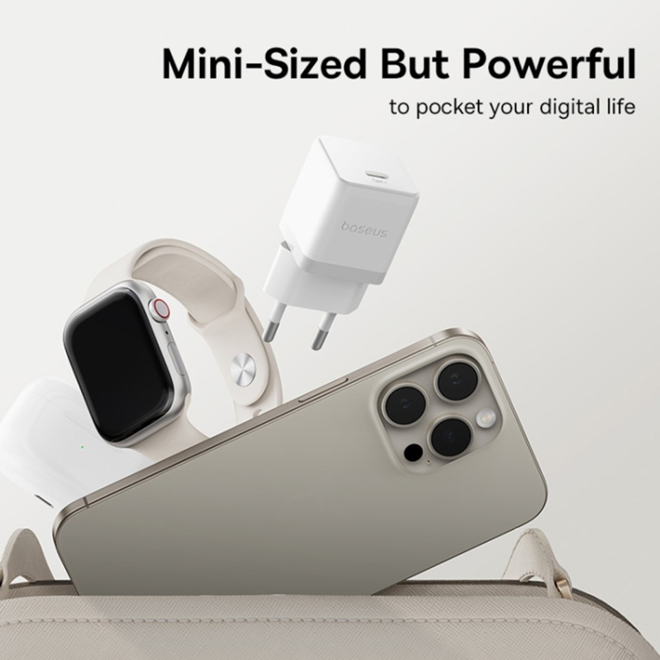 Incarcator Priza, Baseus,Type-C Cablu Inclus, Fast Charge, 30W, 5V/3.0A, 1m, Palm 5213, Alb - 5