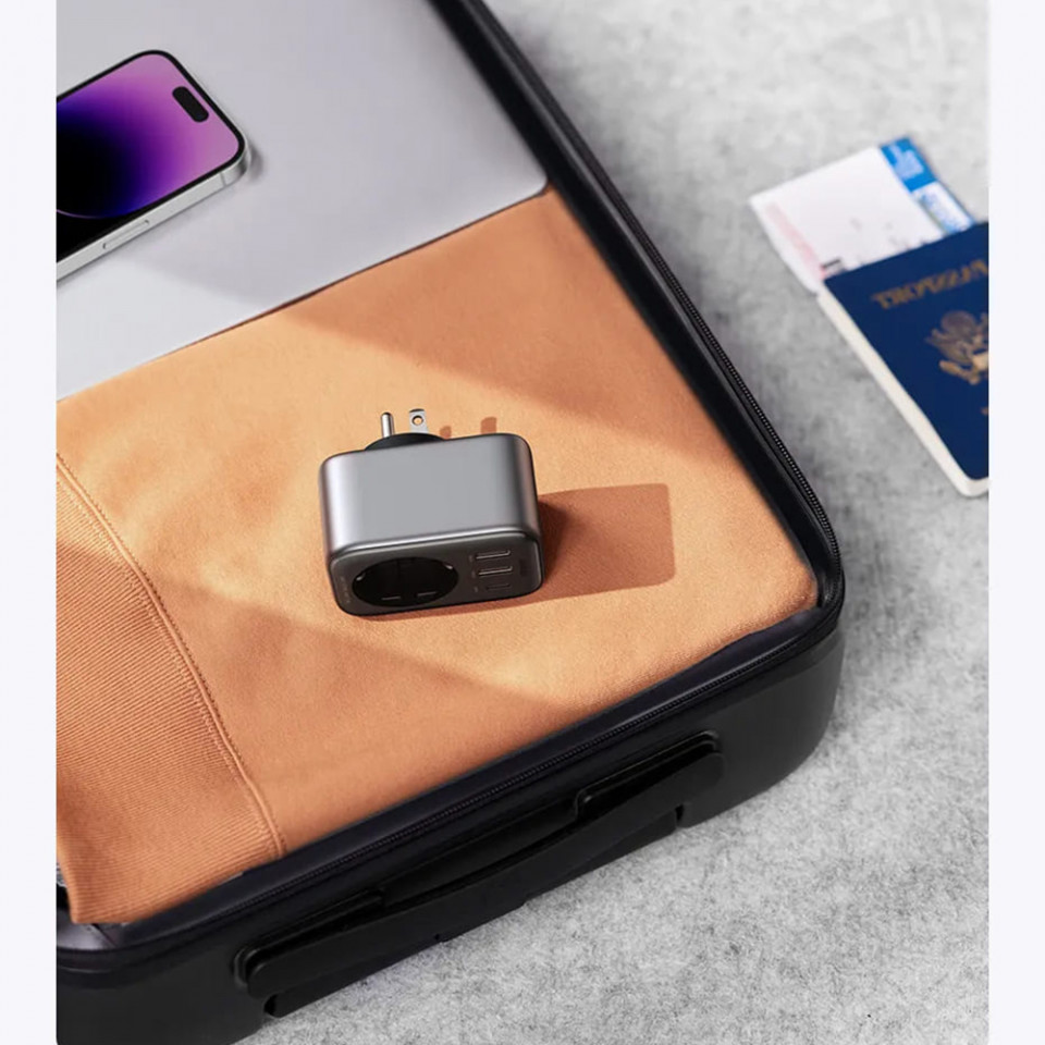 Incarcator Priza EU, 2x USB, Type-C la US, Fast Charging, 30W - Ugreen (15289) - Black - 3 | YEO