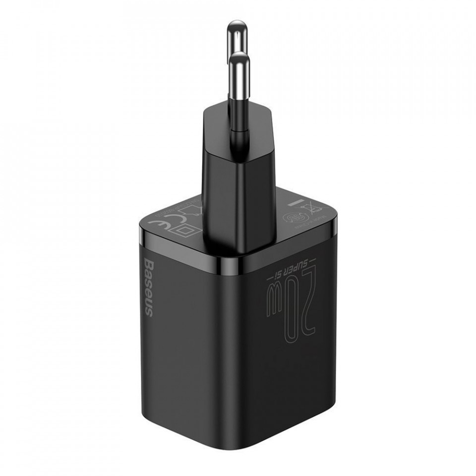 Incarcator priza Super Si cu cablu Type-C la Lightning, PD, 20W, Baseus (TZCCSUP-B01) - Negru - 3 | YEO