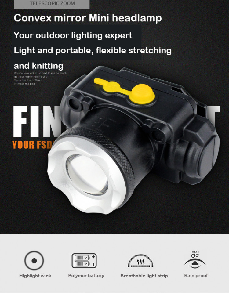 Lanterna Cap LED T6, Techsuit (HL-A-05) - Negru - 4 | YEO