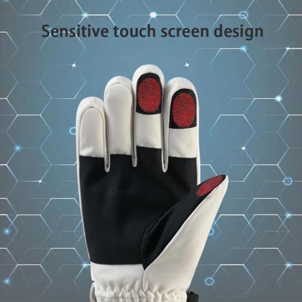 Manusi iarna Touch Screen, impermeabile, anti-alunecare, Marimea M, captusite, pentru ski, aer liber, SKDR OG104 - Alb - 3 | YEO