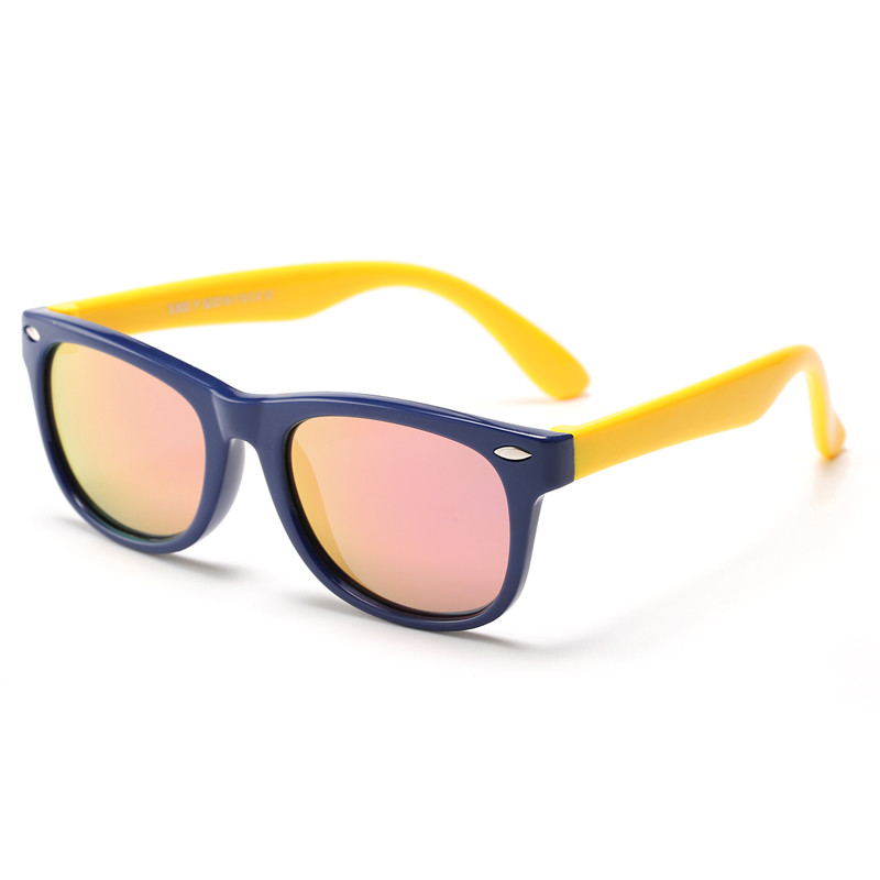 Ochelari de soare Copii cu protectie UV (D802), Techsuit - Galben Albastru Inchis