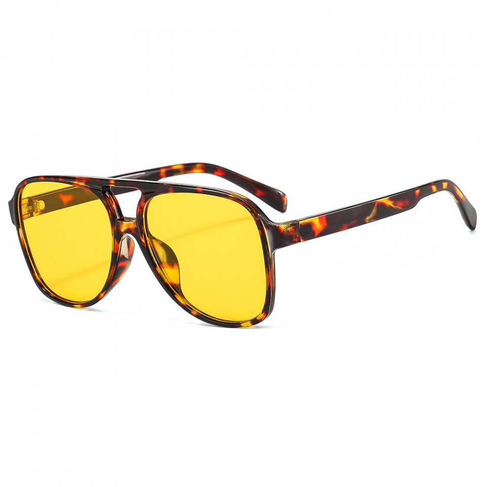 Ochelari de soare Unisex cu protectie UV (98061), Techsuit - Galben / Leopard