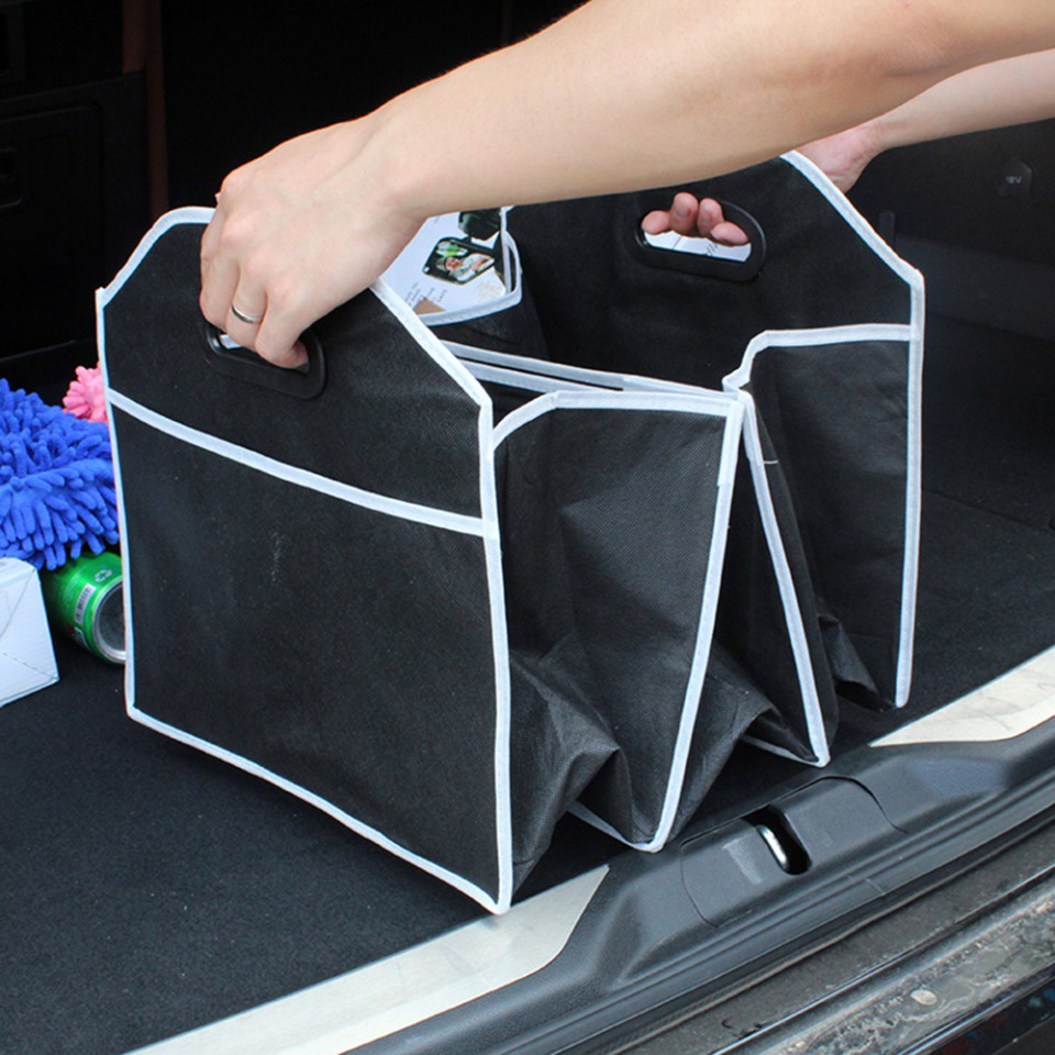 Organizator auto Protbagaj Pliabil, Universal, 3 Compartimente, Dimensiuni (L50xW32.5xH32.5cm), Techsuit Auto - Negru - 1 | YEO