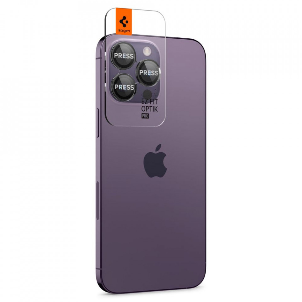 Pachet 2x Folie camera iPhone 14 Pro / 14 Pro Max Optik.TR Spigen - Negru - 2 | YEO