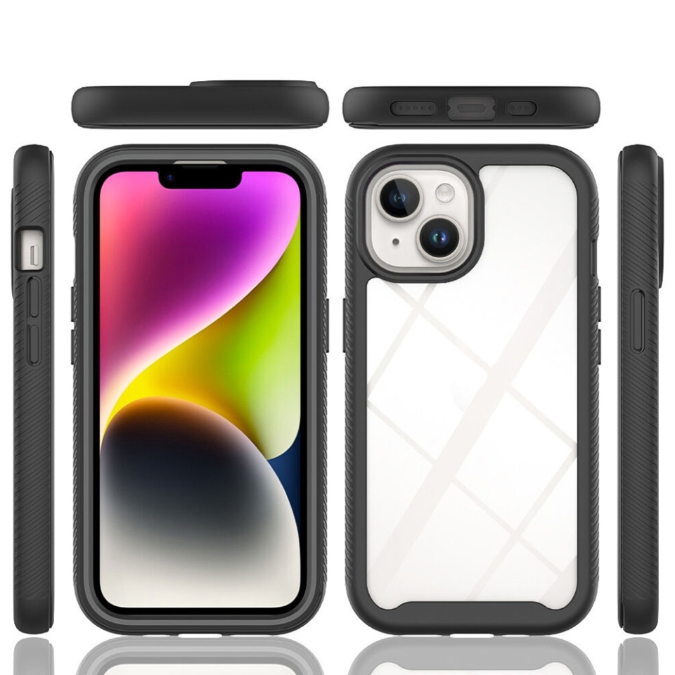 [Pachet 360°] Husa + Folie iPhone 15 Plus anti soc, Techsuit Defense - Negru - 1 | YEO