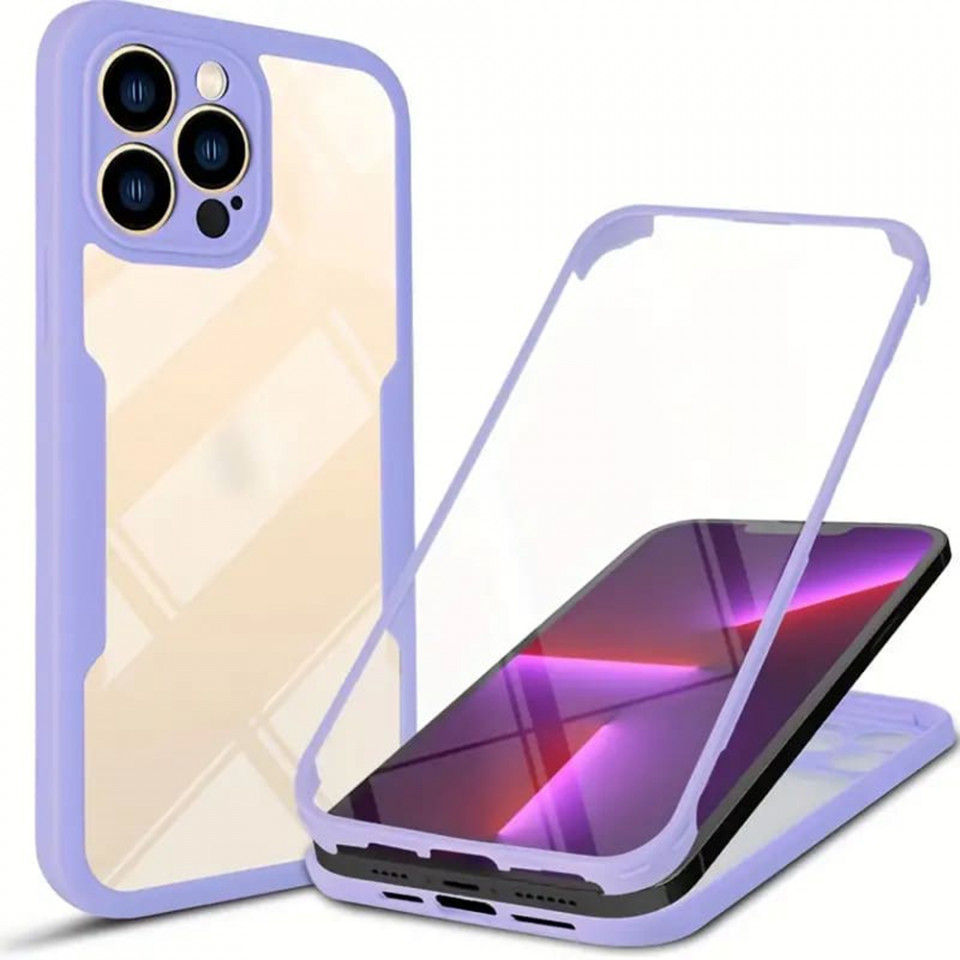 [Pachet 360°] Husa + Folie pentru iPhone 13 Pro Max, SKDR ColorShield 360° - Mov