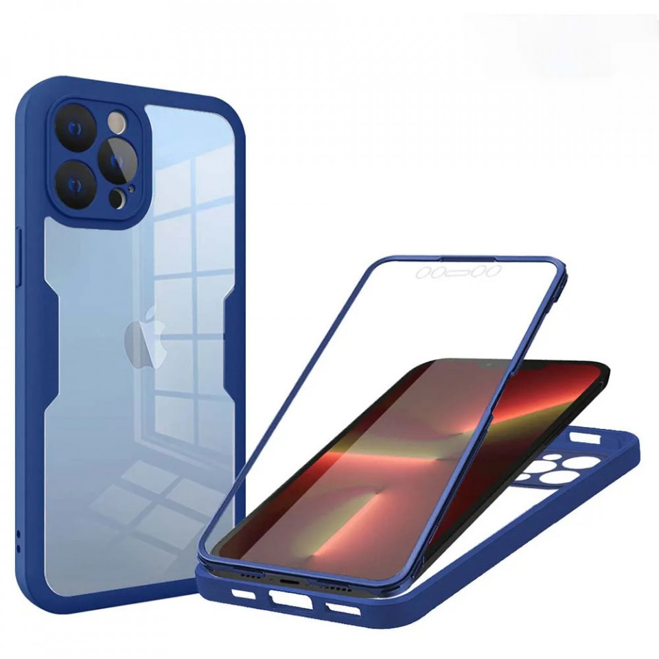 [Pachet 360°] Husa + Folie pentru iPhone 13 Pro, SKDR ColorShield 360° - Albastru