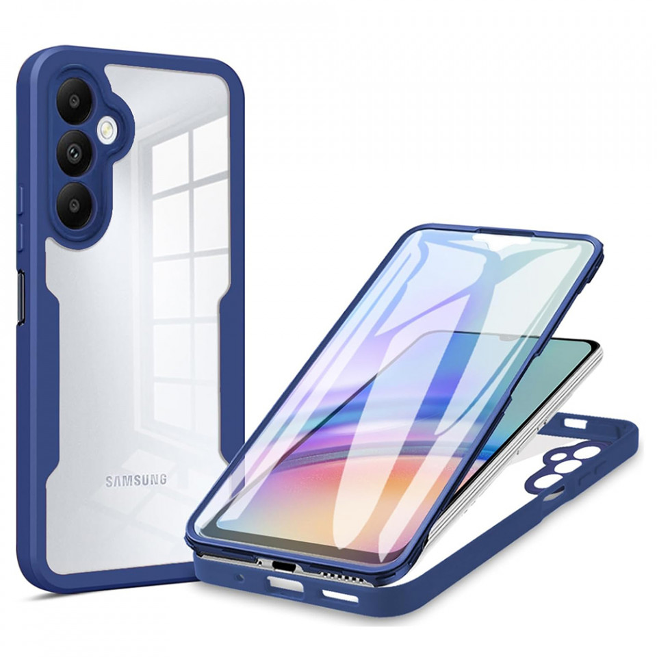 [Pachet 360°] Husa + Folie pentru Samsung Galaxy A15 4G / Galaxy A15 5G, SKDR ColorShield 360° - Albastru