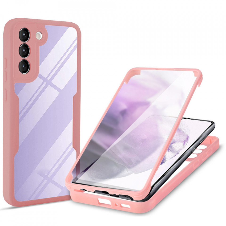 [Pachet 360°] Husa + Folie pentru Samsung Galaxy S23, SKDR ColorShield 360° - Roz