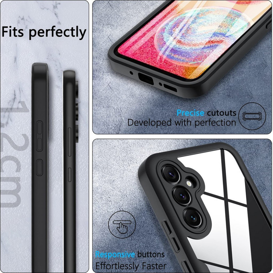 [Pachet 360°] Husa + Folie pentru Samsung Galaxy S24 Plus, SKDR ColorShield 360° - Negru - 3 | YEO