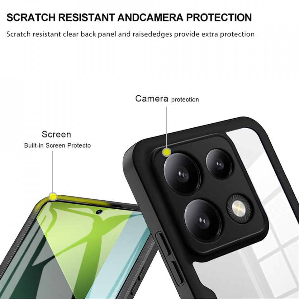 [Pachet 360°] Husa + Folie pentru Xiaomi Redmi Note 13 Pro 5G / Poco X6, SKDR ColorShield 360° - Negru - 2 | YEO