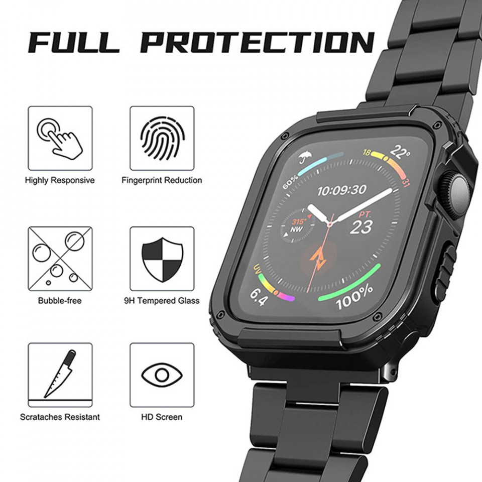 [Pachet 360°] Rama + Folie Apple Watch 1 / 2 / 3 (38mm), LITO - Albastru - 3 | YEO