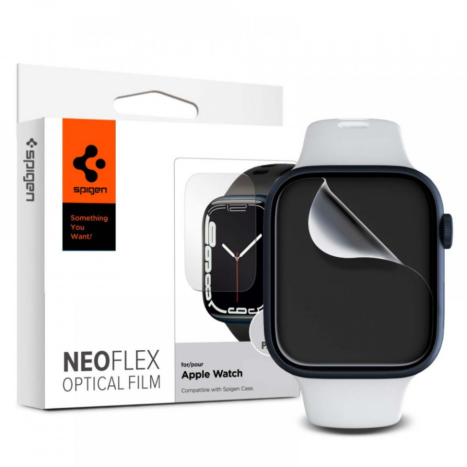 [Pachet 3x] Folie Apple Watch 7 (45mm), Neo Flex Spigen - Clear