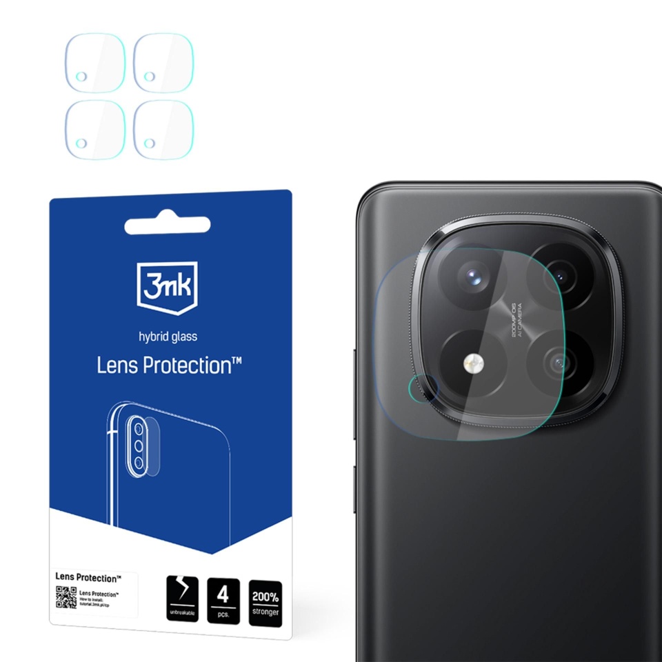[Pachet 4x] Folie camera pentru Xiaomi Redmi Note 14 Pro+ 5G, 3mk Lens Protection, Transparenta