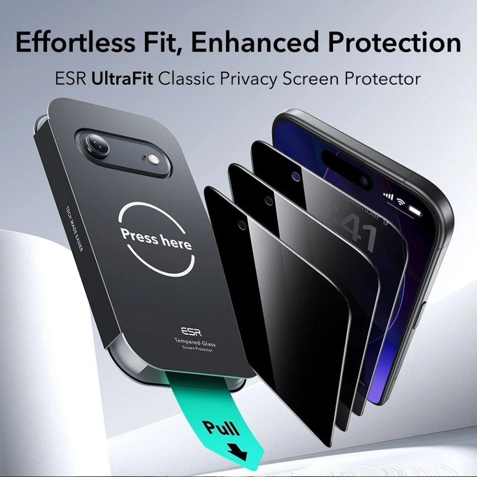 [Pachet x3] Folie sticla pentru iPhone 17 Air, ESR Tempered Glass UltraFit, Negru - 1 | YEO