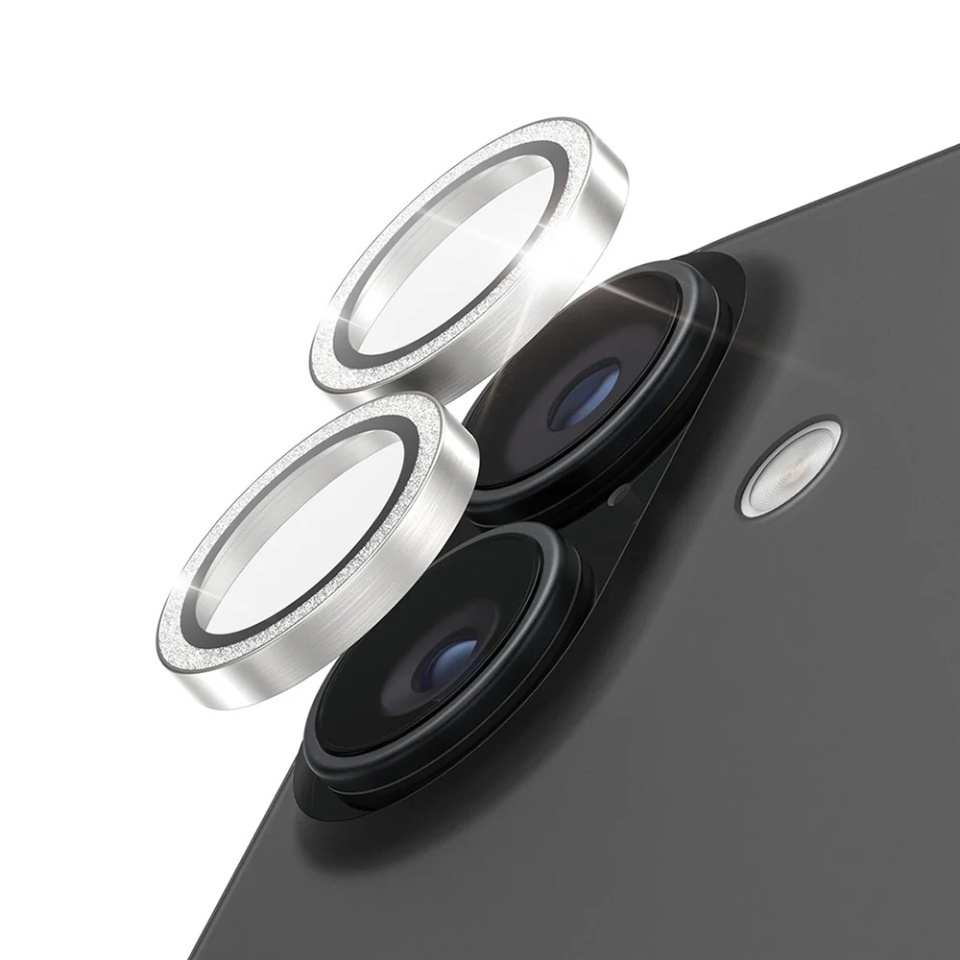 Protectie Camera pentru iPhone 16 / 16 Plus / 17, Hoops PanzerGlass®, cu Separare Optica, Sticla Securizata, Anti-Zgarieturi si Anti-Reflexie, Argintiu - 1 | YEO