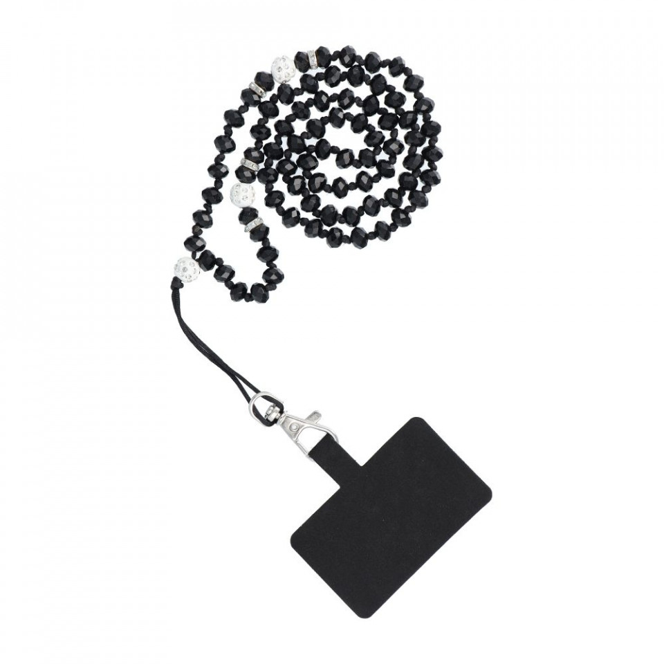 Snur universal telefon, 74cm (37cm prins), CRYSTAL DIAMOND - Negru - 2 | YEO