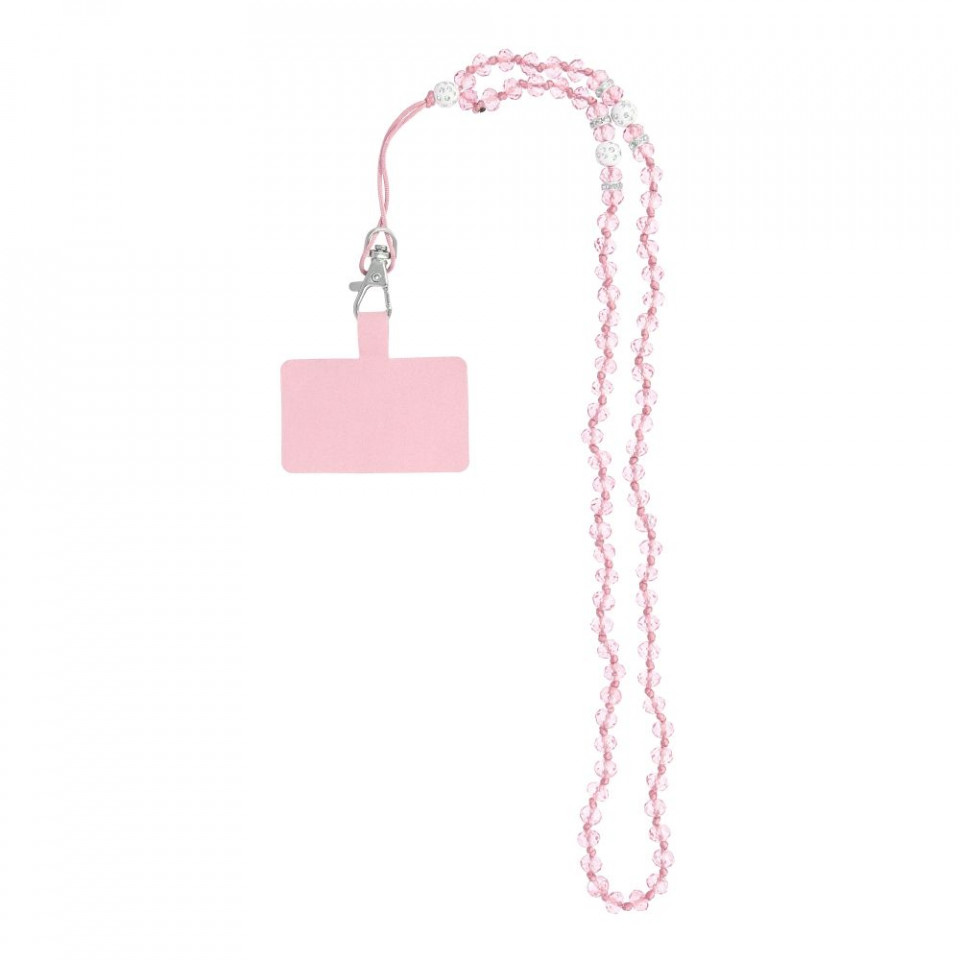 Snur universal telefon, 74cm (37cm prins), CRYSTAL DIAMOND - Roz - 3 | YEO