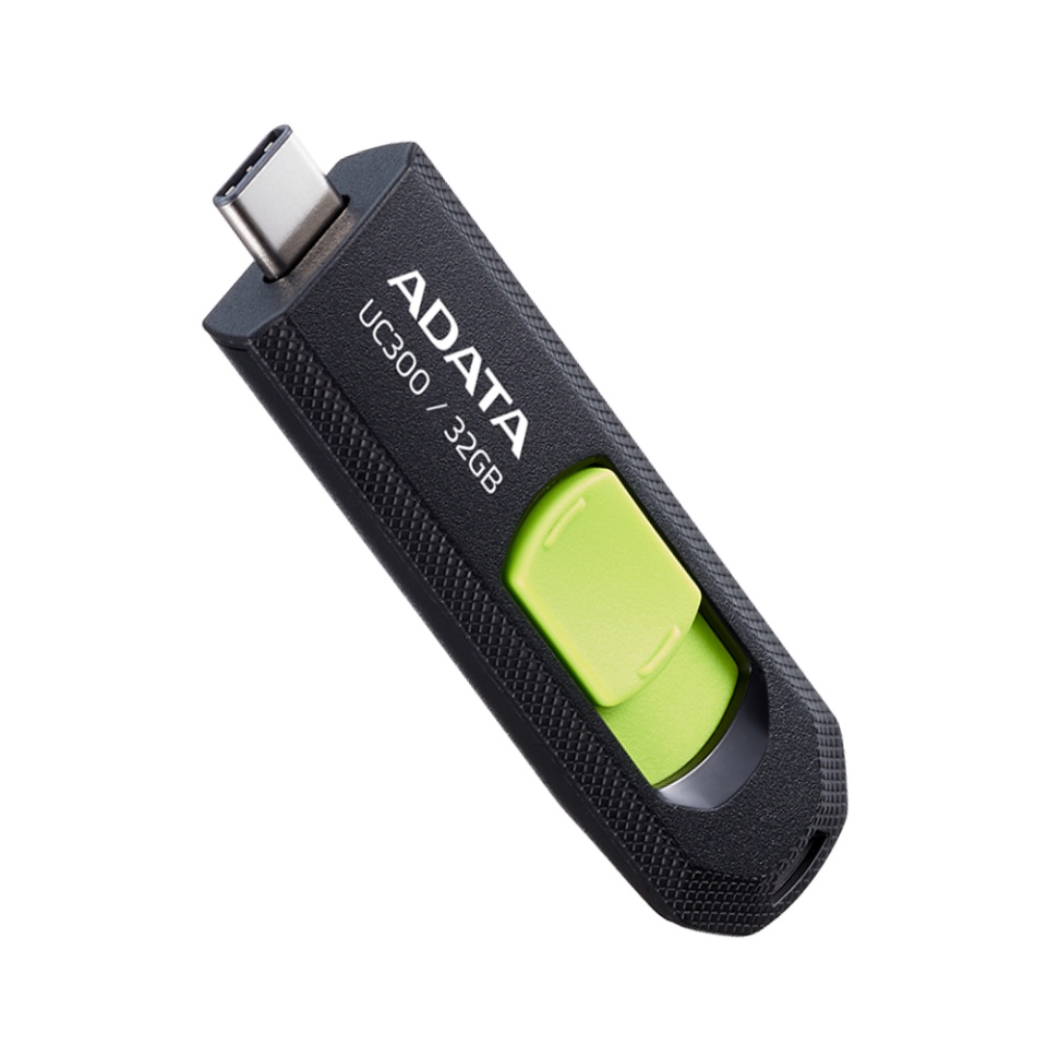 Stick de Memorie USB-C FlashDrive, 32GB, 100MB/s, Adata UC300, Verde Negru - 1 | YEO