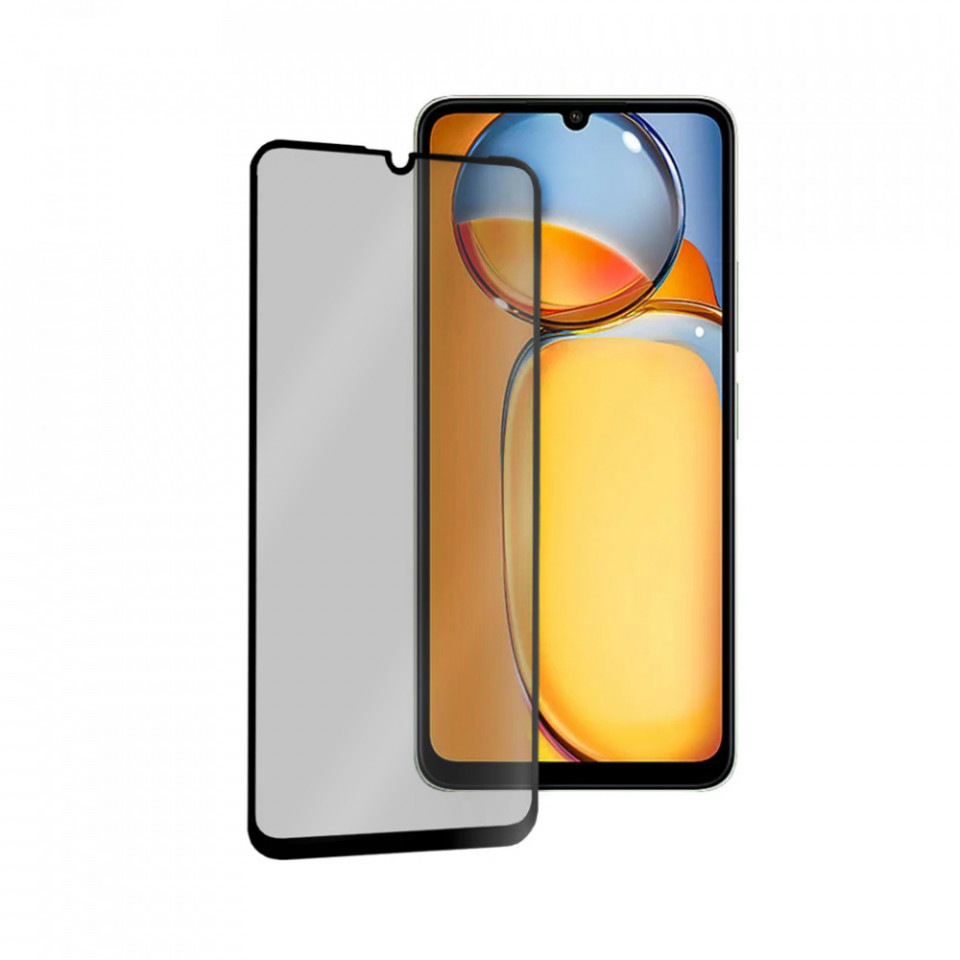 Sticla pentru Xiaomi Redmi 13C 5G & 4G / Poco C65 / Poco M6, Anti-spy Ultra HD, Protectie 9H, Montare Simplă, SKYDDAR 111D Privacy - Black Frame