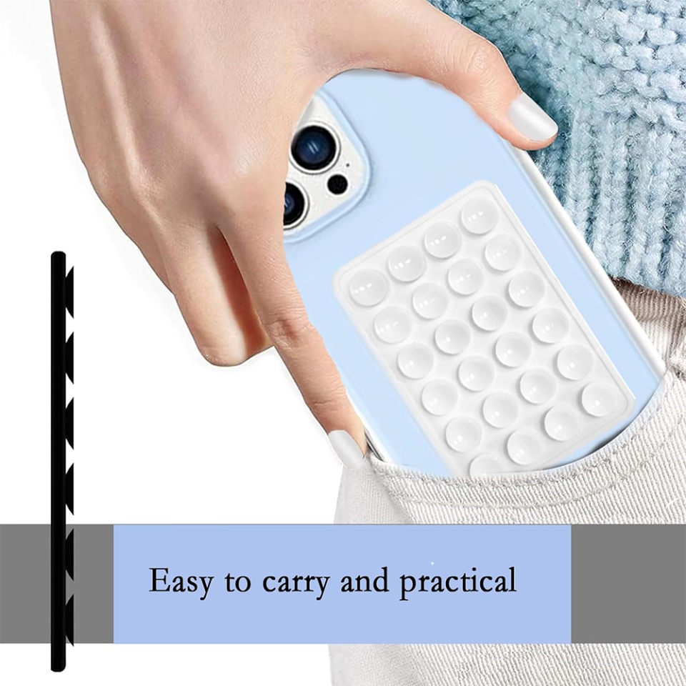 Suport Adeziv Universal pentru Telefon cu Ventuza, Potrivit Pentru Tik-Tok/Selfie/Vizionare Video, din Silicon, 8x5,5cm, SKDR StickIt SO-PAD - Mov - 6