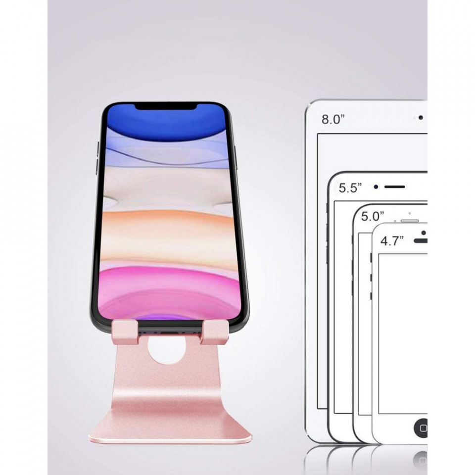 Suport Birou din Aluminiu Pliabil, pentru Telefon si Tableta, Techsuit (Z4a), Argintiu - 7